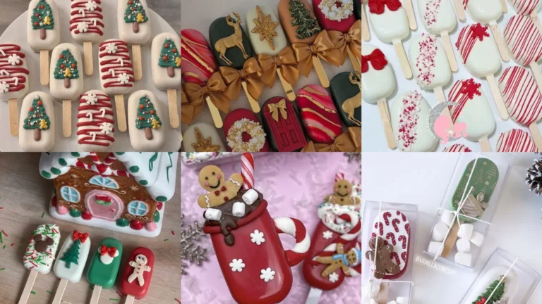 20 Christmas Cakesicles With Cute Trees, Snowmen and Festive Details
