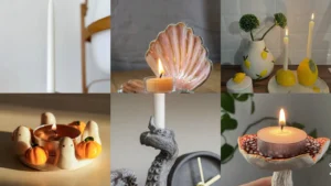 20 Clay Candle Holder Ideas With Bows, Flowers and Playful Shapes