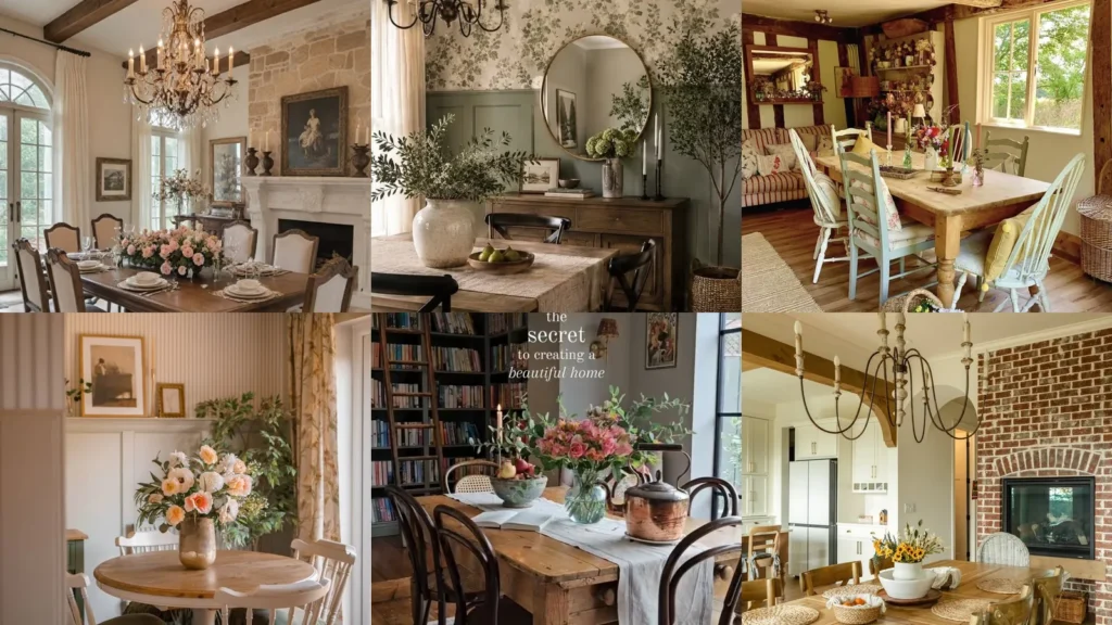 20 English Cottage Dining Room Ideas With Florals, Checks and Pretty Details