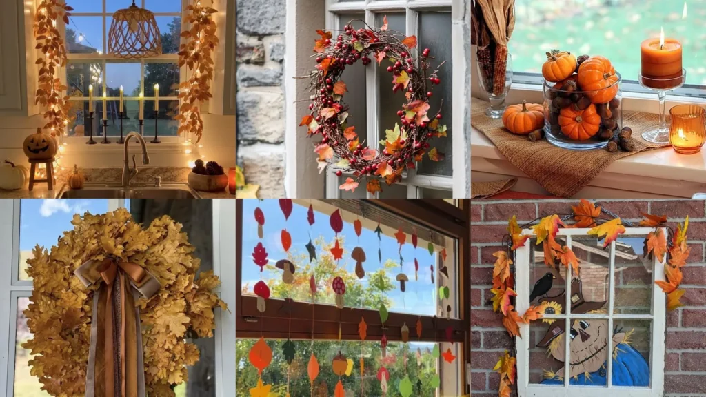 20 Fall Window Decor Ideas With Leaves, Pumpkins and Pretty Lights